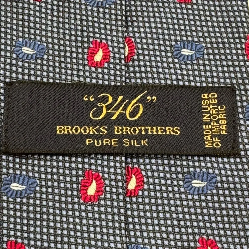 Brooks Brothers 346 Silk Tie Blue Geometric Red Dot Classic Necktie USA
